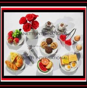 Luxury 43 Piece Miniature Breakfast Set *Dollhouse Food / Plates 