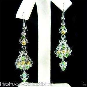  Crystal Bridal Wedding XMAS Green Chandelier Jewelry Dangle Earrings