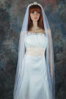 1T Cathedral Diamond White Plain Bridal Wedding Veil  
