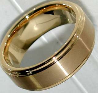 9mm MENS GOLD TUNGSTEN BRUSHED WEDDING BAND RING SZ 10  