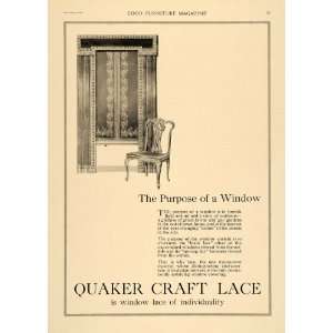  1919 Ad Quaker Craft Lace Interior Decor Fabric Curtain 