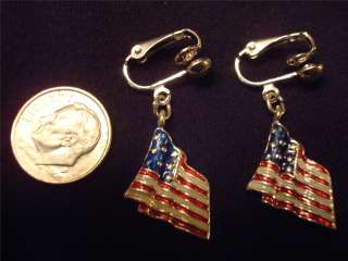   American Flag Eagle Uncle Sam Hat Earrings Pick Style Clip Pierced