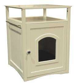 NEW White Pet House Cat Litter Cover Wood Night Stand  