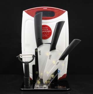 COOK@HOME white Ceramic knife set with block KJ WC664P  