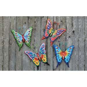  Bright BUTTERFLY Tin Wall DECOR Home Garden Set of 4 NEW 