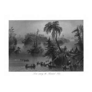 Ontario, Canada, People in Canoes among the Thousand Island on the 