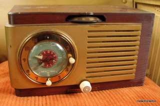vtg GE 521F Alarm Clock Radio Art Deco Painted Case General Electric 
