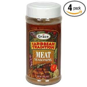Grace Caribbean Traditions Meat Seasonings, 8 Ounce Jars (Pack of 4 