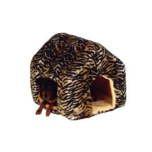   NEW Tiger Print Dog Cat Pet Dome Tunnel Barrel Bed House