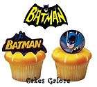 Batman Label Cupcake Cake Ring Decoration Toppers Favors 12