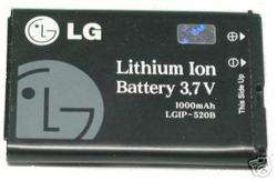 New OEM LG Cricket LW310 Cell Phone Battery LGIP 520B, Lithium Ion 3 