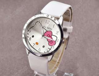 Fashion cute Lovely Kitty Crystal Girls Quartz Wrist Watch 4 Colors 