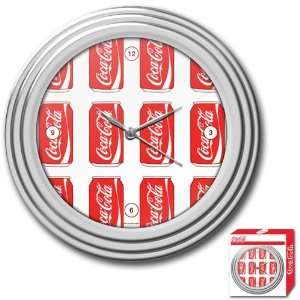  Coca Cola Clock Chrome Finish   Cans Style