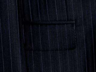 New M Valentino $1295 Navy w/ Light Blue Pinstripe 150s Wool Mens 