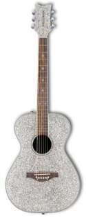   Daisy Rock Pixie Acoustic Guitar, Silver Sparkle Musical Instruments
