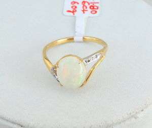 Fabulous 14 K Gold Opal & Diamond Gemstone Ring India  