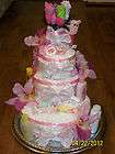 Elegant Pretty in Pink Themed 4 Tier Diaper Cake
