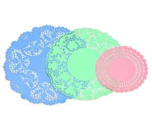   Multi Coloured Large Pack Paper Lace Doilies Pink Green Blue  
