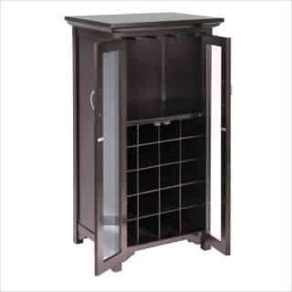 winsome 20 bottle wine cabinet with french doors in espresso 137498 
