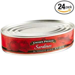Crown Prince Sardines in Tomato Sauce, 7.5 Ounce Tins (Pack of 24 