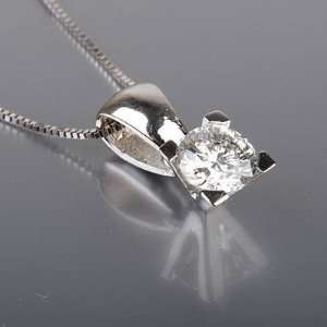   Diamond Solitaire Pendant Necklace White Gold 14k Jewelry