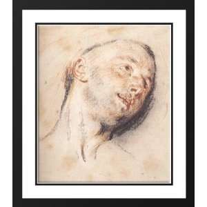  Watteau, Jean Antoine 20x22 Framed and Double Matted Head 