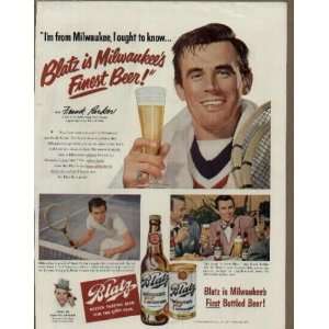 Milwaukees Finest Beer says FRANK PARKER a Star of the Bobby Riggs 