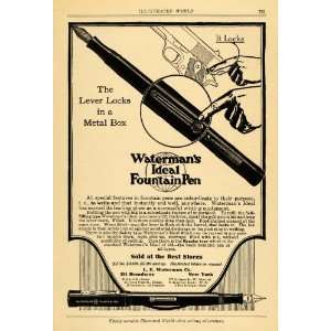 1918 Ad Lewis Watermans Fountain Pen Writing Gun Ink   Original Print 