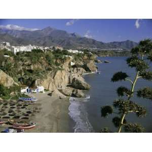 Salon Beach from Balcon De Europe, Nerja, Andalucia (Andalusia), Spain 