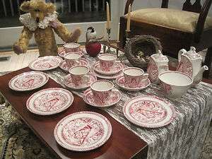   Staffordshire 22 Mint ENGLISH CHILDS Pink China Play TEA SET  