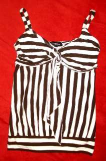 Bebe S Striped Brown White Rockabilly Pinup Sailor Punk Tie Top  