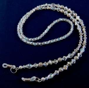 Clear Austrian Crystals Eyeglass Holder with Tibetan Silver Beads by 