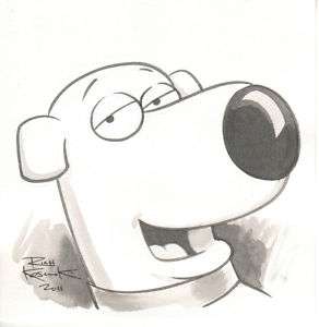 FAMILY GUY BRIAN OOAK ORIGINAL HAND INK DRAWING SIGNED  