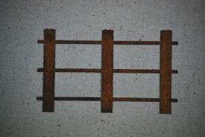 Primitive Rusty Tin Fences      3 1/4 x 5  