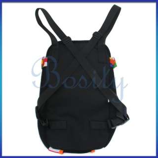 Pink Black Color Stripes Pet Dog Front Carrier Backpack Travel Bag 