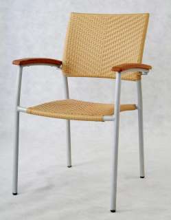 Stack 90 Modern Outdoor Teak Rattan Patio Chairs Set 4  