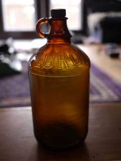   30s 40s Antique Brown Amber Glass CLOROX 64 oz Half Gallon Bottle Jug