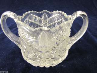 Vintage Pressed Glass Sugar Bowl With Handles  