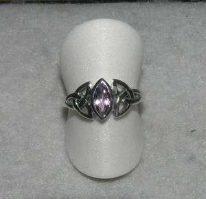 Amethyst Triquetra Ring Celtic Trinity Knot Triskele Sterling Silver 