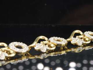   10K YELLOW GOLD 1 CT WHITE DIAMOND PAVE LINK DESIGNER BRACELET 8 LONG