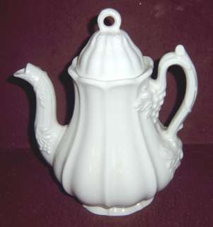 Red Cliff Ironstone White Embossed Grape Coffee Pot  