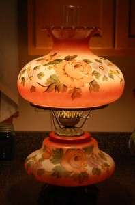   Victorian type GWTW Lamp Hurricane Vintage Lamp Hand Painted  
