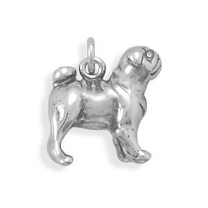 Sterling Silver Cute Pug Dog Puppy Lover Charm or Pendant  