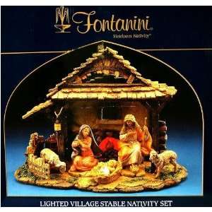  Fontanini Christmas Nativity Set With Lighted Stable