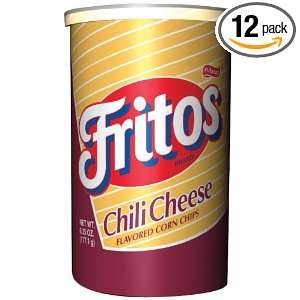 Fritos Corn Chips, Chili Cheeze, 5.5 Ounce Canisters (Pack of 12 