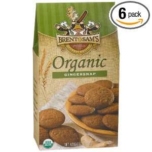 Brent & Sams Organic GingerSnap Cookies, 6 Ounce Boxes (Pack of 6 
