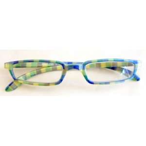   (G162) Contemporary Blue/Green Plastic Frame Reading Glasses, +2.50