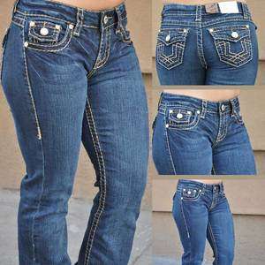 LA Idol jeans SZ 1 13 DARK BLUE brown stitching BOOTCUT FAST SHIPPING 