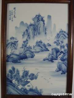 SET CHINESE BLUE WHITE PORCELAIN PLAQUES SCREENS 30 H  