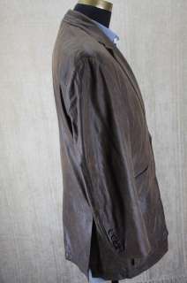   Kroon Mens Waits Distressed Leather Jacket Brown 44R $595  